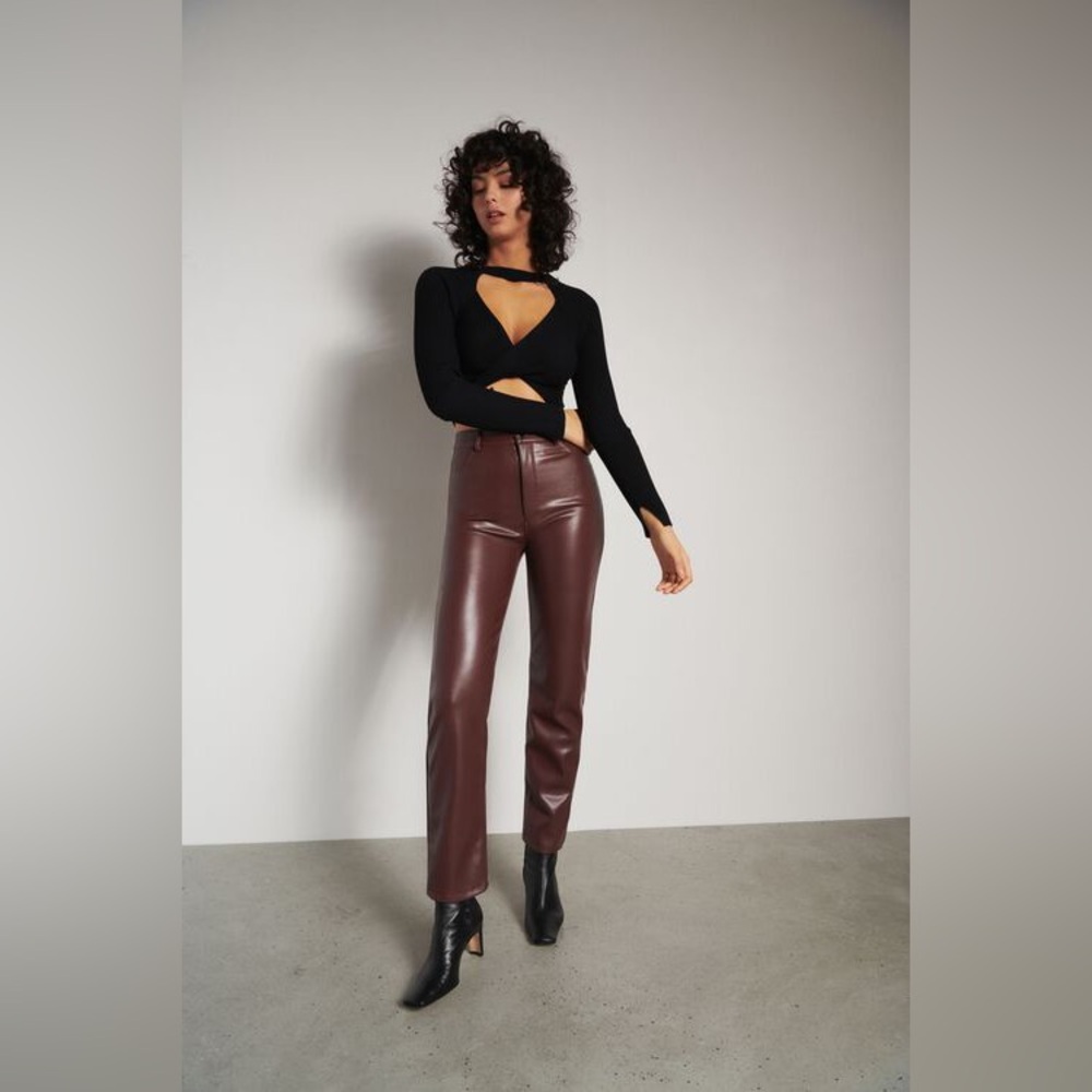 Brown Faux Leather Pants - Picture 7 of 7